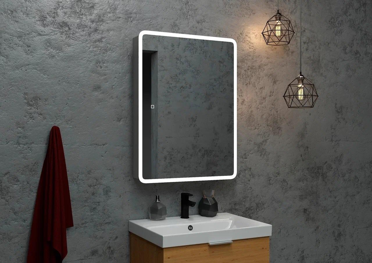 шкаф с зеркалом континент emotion led 50x80 с подсветкой с сенсорным выключателем