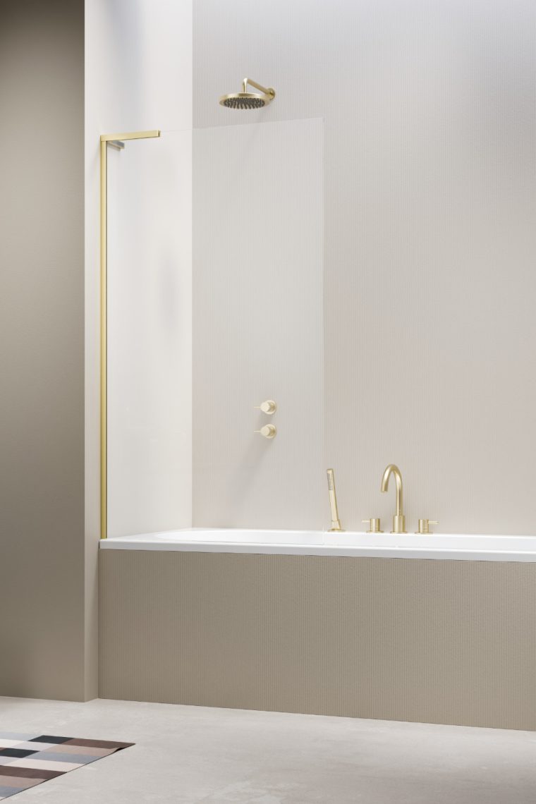 душевая шторка radaway modo sl brushed light gold pnj ii 90x150 левая, стекла прозрачные, профиль брашированное светлое золото