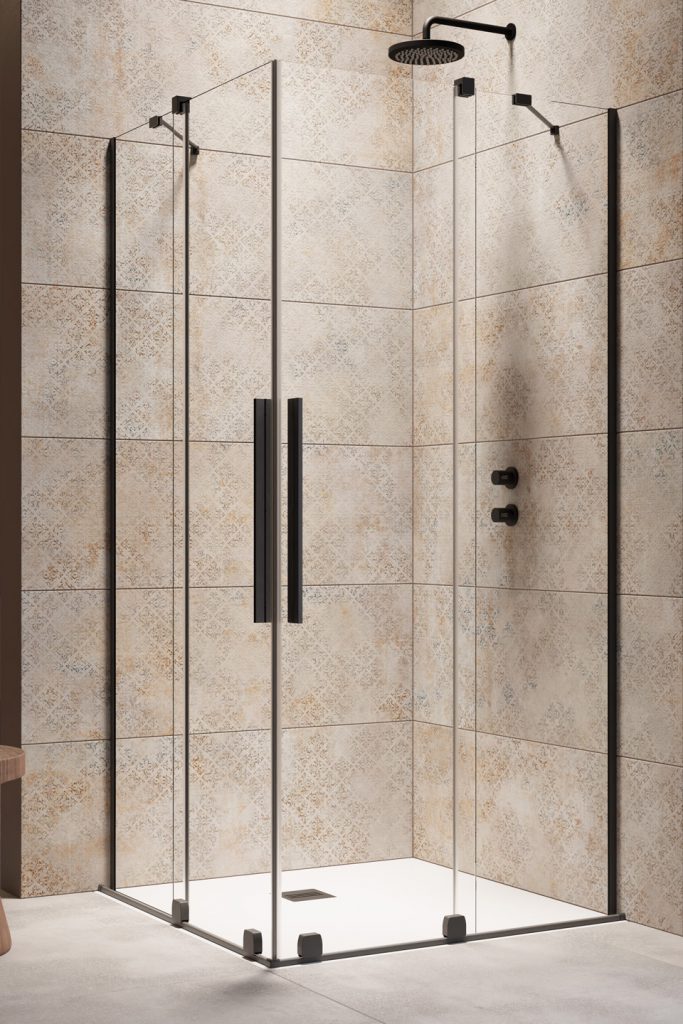 душевой уголок radaway furo black kdd 120 120x90 стекло прозрачное, профиль черный