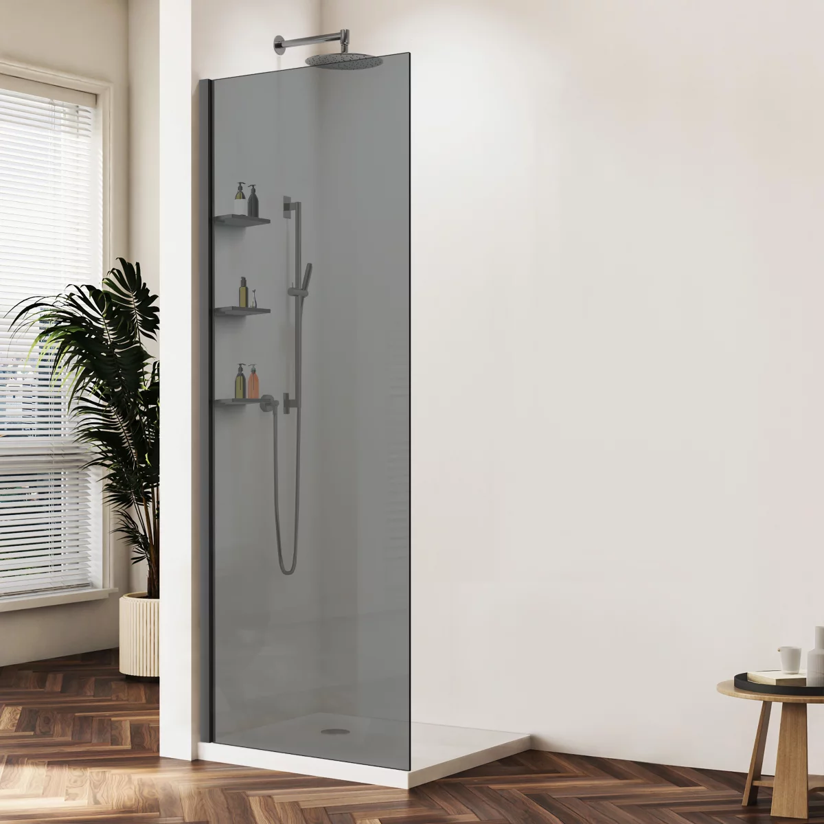 душевой уголок vincea walk-in vsw-1hws110cggm 110x200 стекло тонированное / профиль вороненая сталь