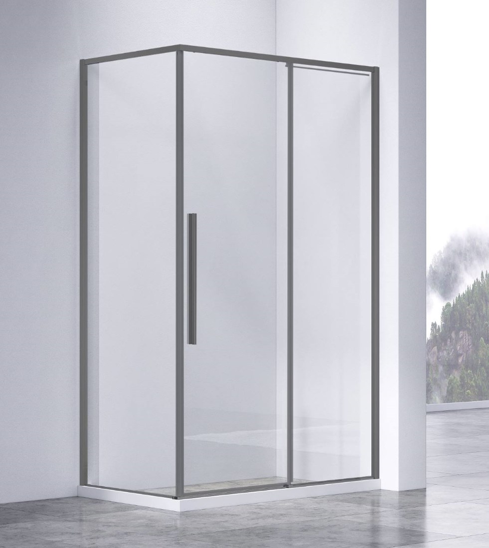 душевой уголок vincea slim-n vsr-4sn9014clgm 140x90 прозрачное стекло / профиль вороненая сталь