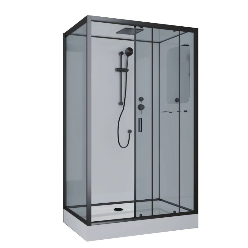 душевая кабина niagara ng-6912-01qr black 120x80 правая, стекла тонированные, профиль черный