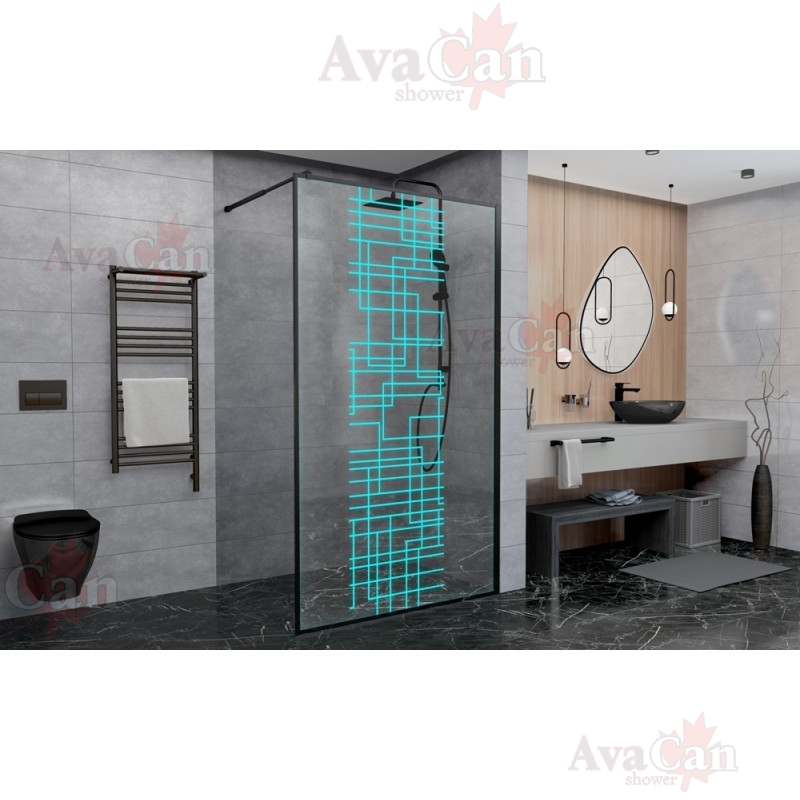 душевой уголок avacan lb110 ava 110x200 стекла с рисунком, профиль черный