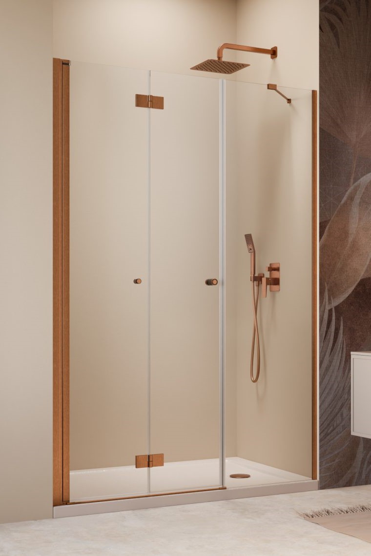 душевая дверь radaway nes brushed copper dws b (d/d 65+s/w 25) 90x200 левая, стекла прозрачные, профиль брашированная медь