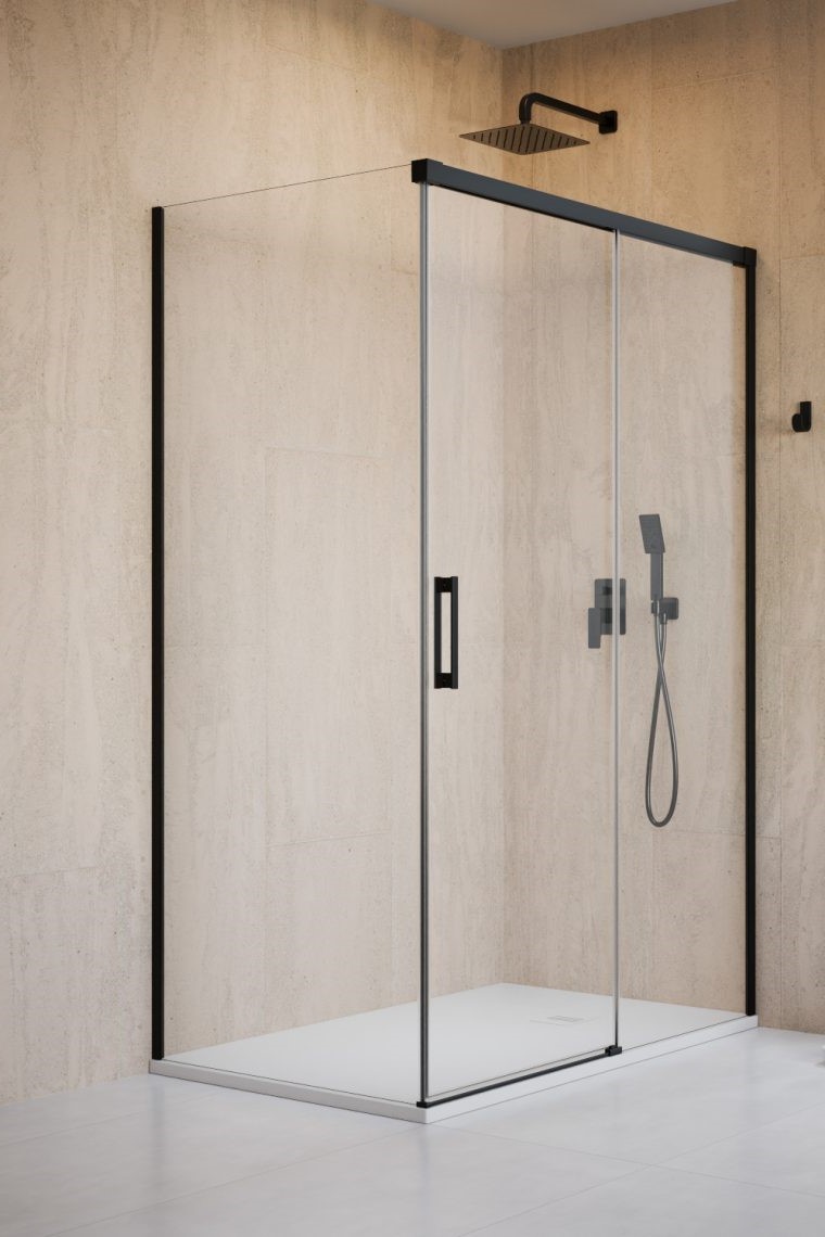 душевой уголок radaway idea 8 black kdj 100x100 правый, стекла прозрачные, профиль черный