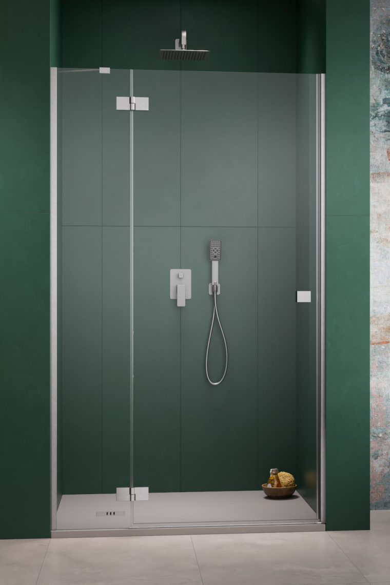 душевая дверь radaway essenza brushed nickel dwj 100x200 левая, стекла прозрачные, профиль брашированный никель
