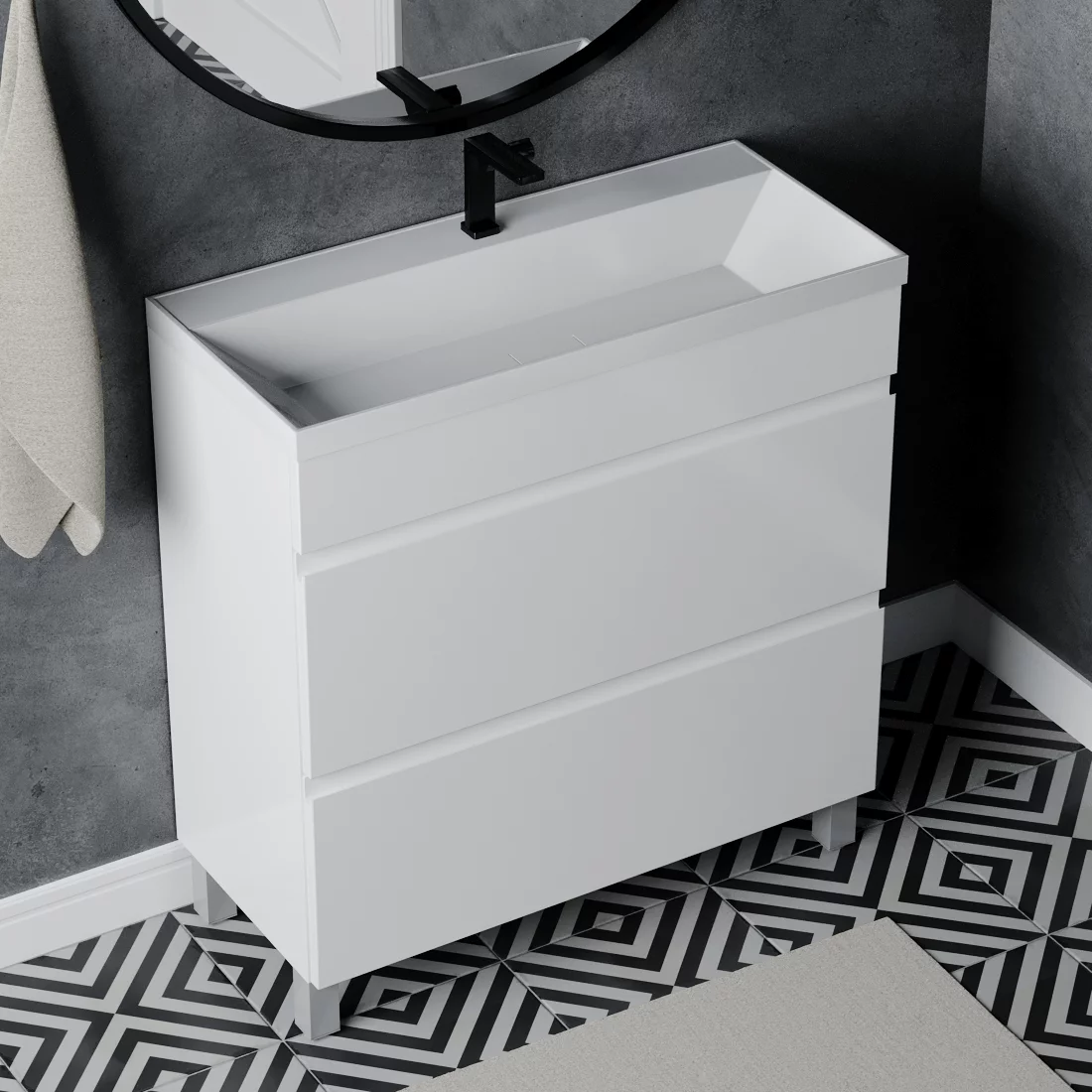 тумба под умывальник vela мира 80н под умывальник classica slim, белый глянец
