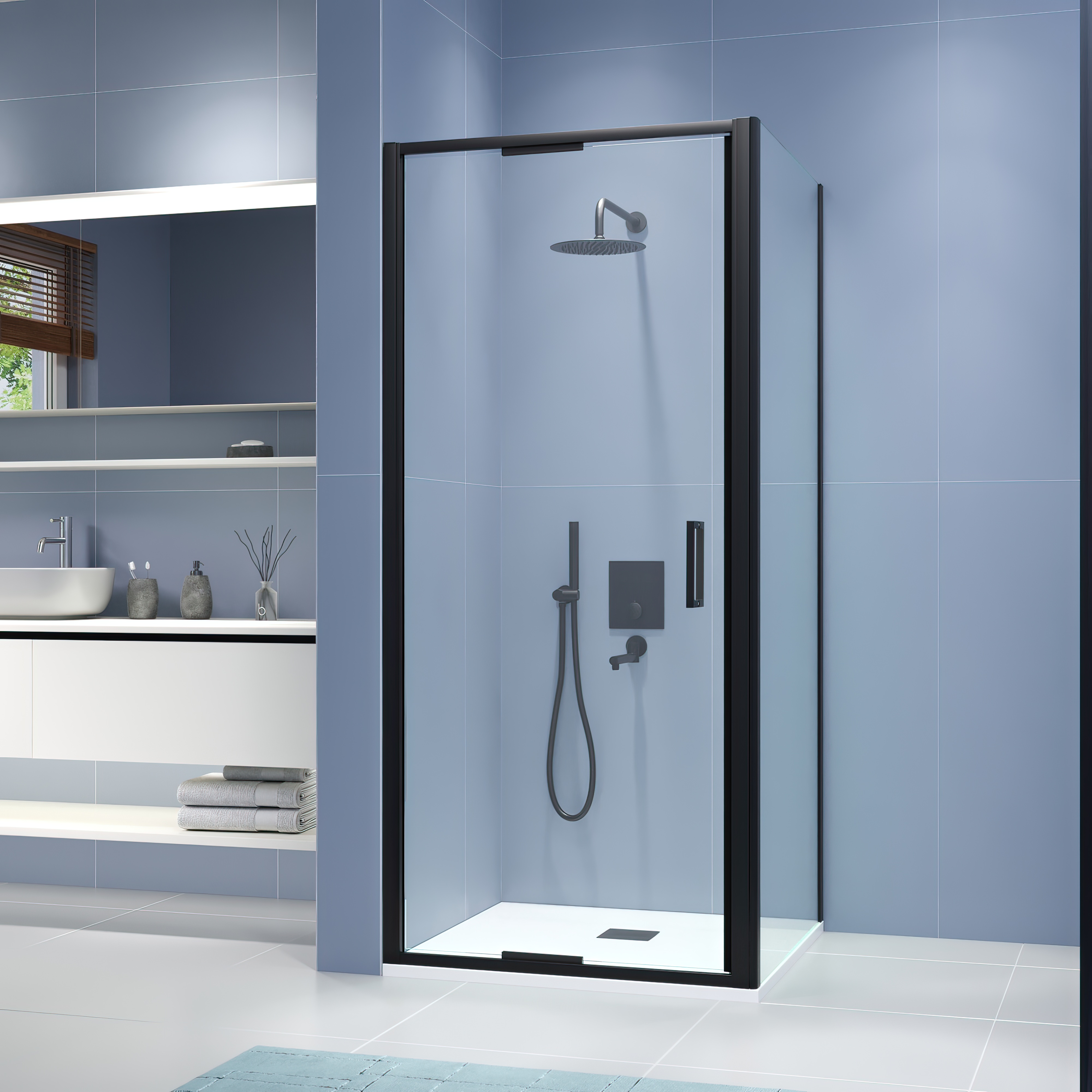душевой уголок rgw stilvoll sv-135-b 90x90 прозрачное стекло / профиль черный