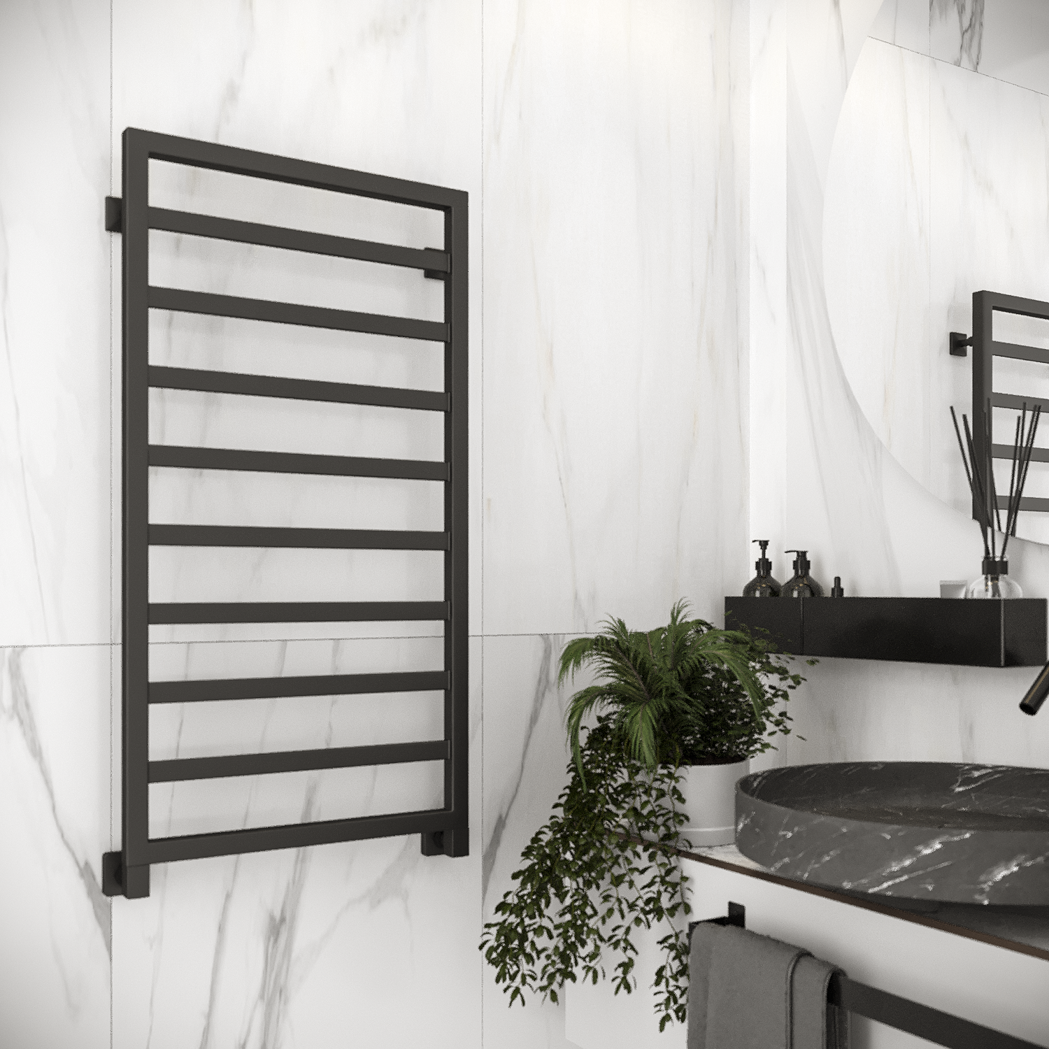 полотенцесушитель водяной stinox bergamo 50x100 черный матовый