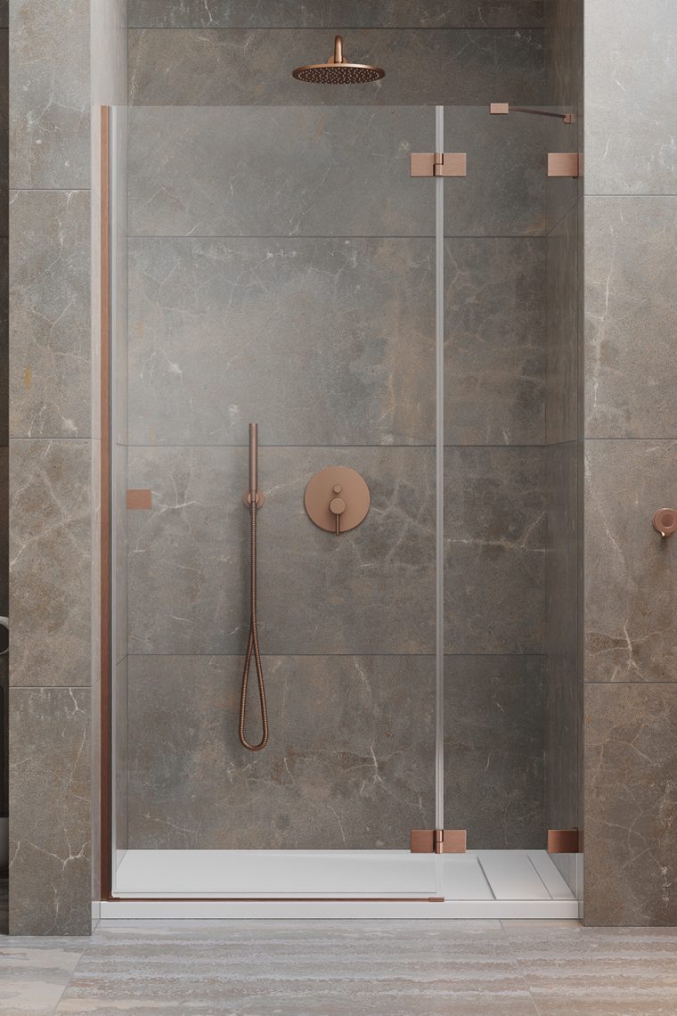 душевая дверь radaway essenza pro brushed copper dwj 110x200 r стекло прозрачное/профиль брашированная медь
