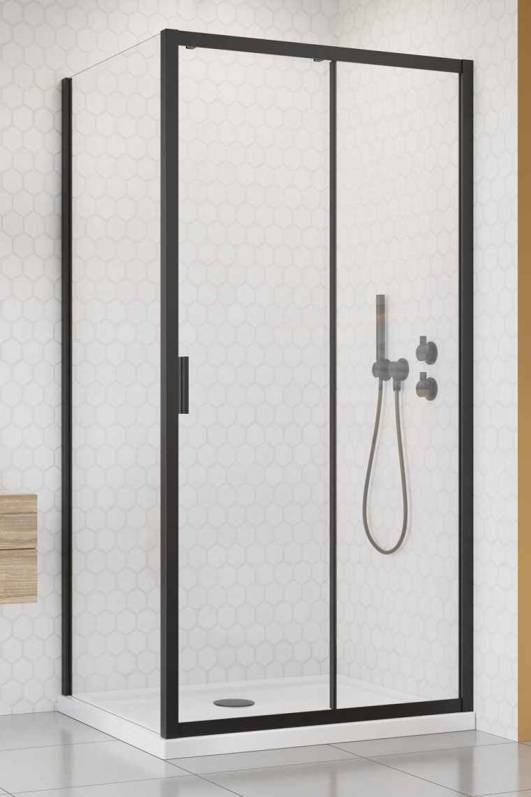 душевой уголок radaway alienta black dwj+s 140x90 стекла прозрачные, профиль черный