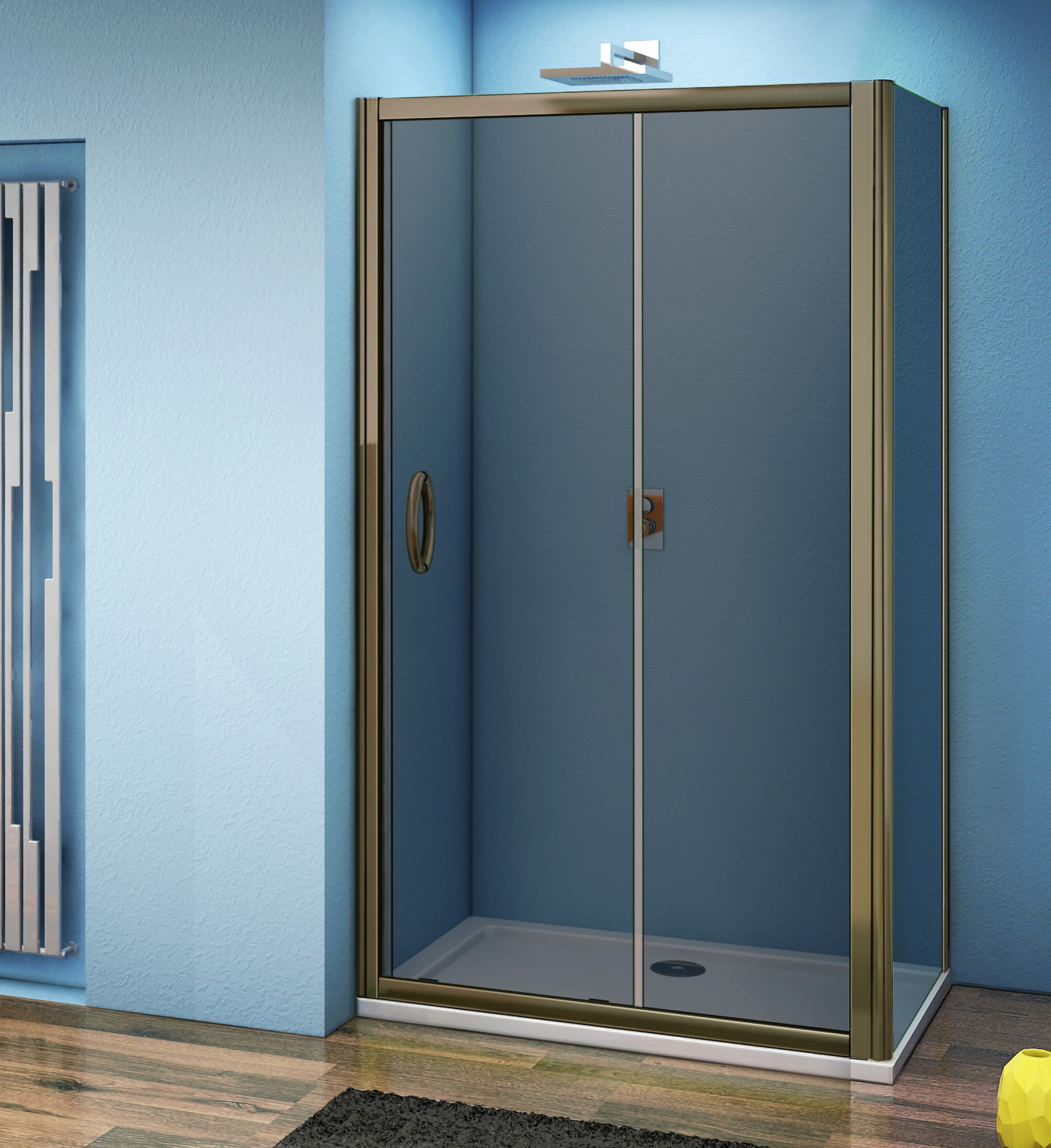 душевой уголок gooddoor jazz wtw+sp 110x90 коричневое стекло / профиль бронза