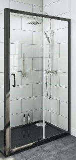 душевая дверь pelican fp020100b 100x190 стекла прозрачные, профиль черный