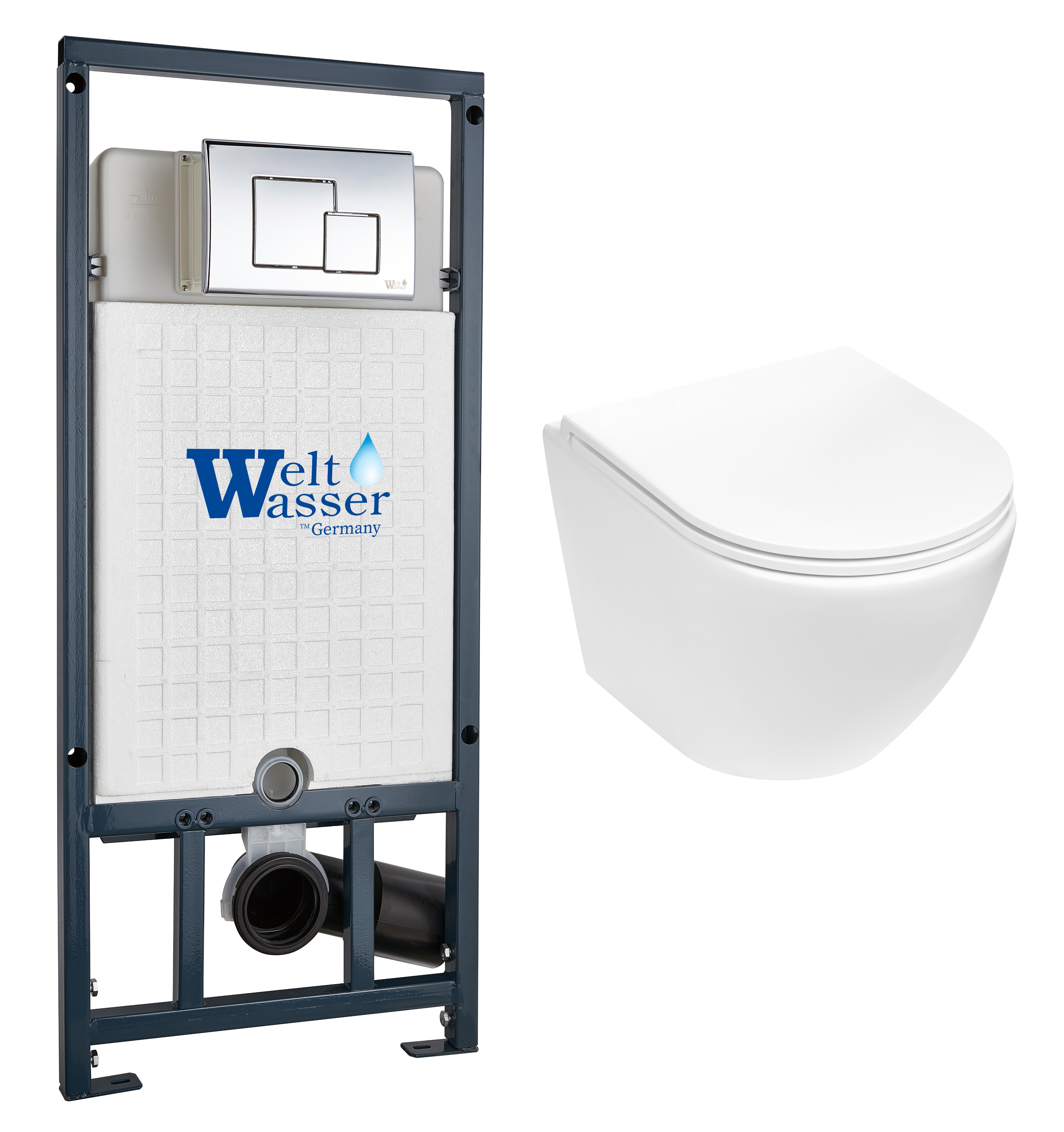 комплект инсталляции welt-wasser marberg 507 с унитазом merzbach 043 mt-wt и клавишей смыва mar 507 se gl-wt белый глянец