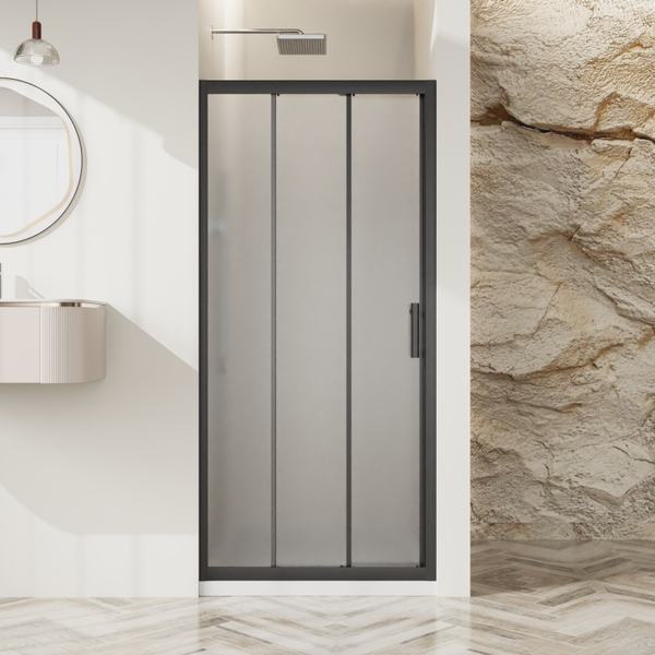 душевая дверь belbagno uno-195-bf-3-100-p-nero 100x195 стекло матовое, профиль чёрный