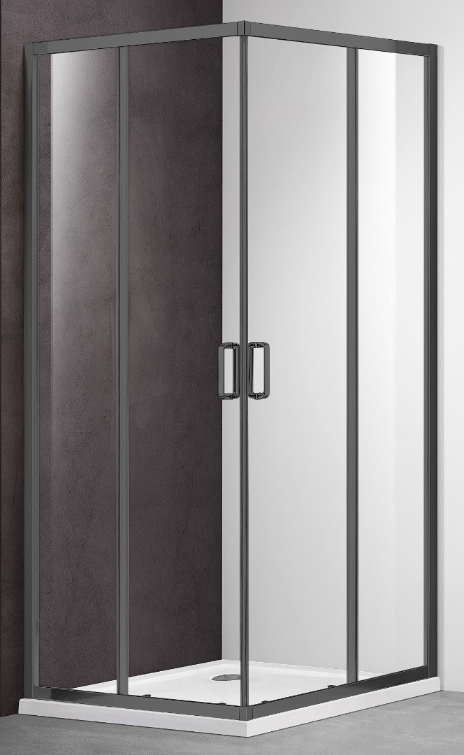 душевой уголок adema glass line viercant 90 gun grey 90x90 стекла прозрачные, профиль брашированный графит
