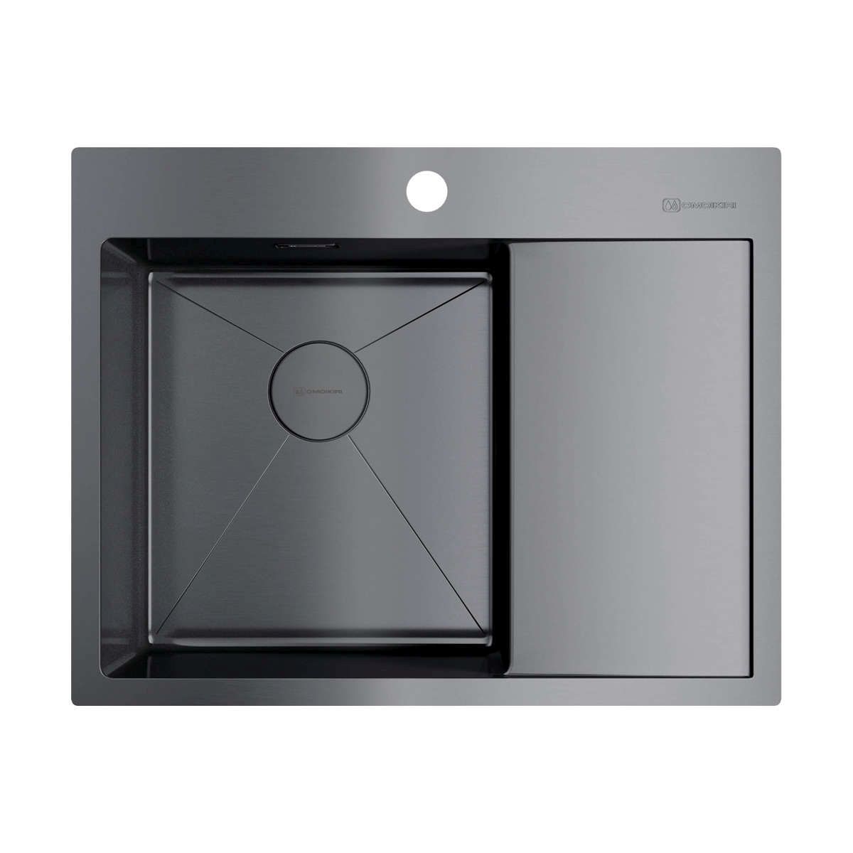 кухонная мойка omoikiri akisame 65-gm-l 4973097 65x51 вороненая сталь