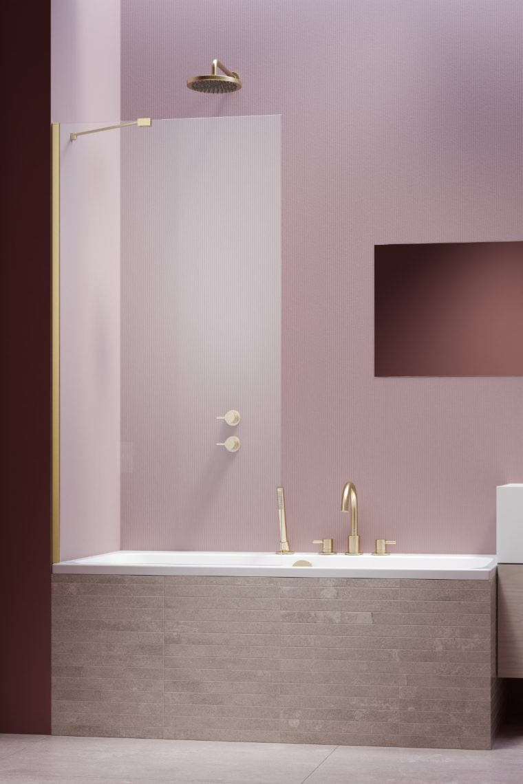душевая шторка radaway idea 6 brushed light gold pnj ii 60x150 стекла прозрачные, профиль брашированное светлое золото