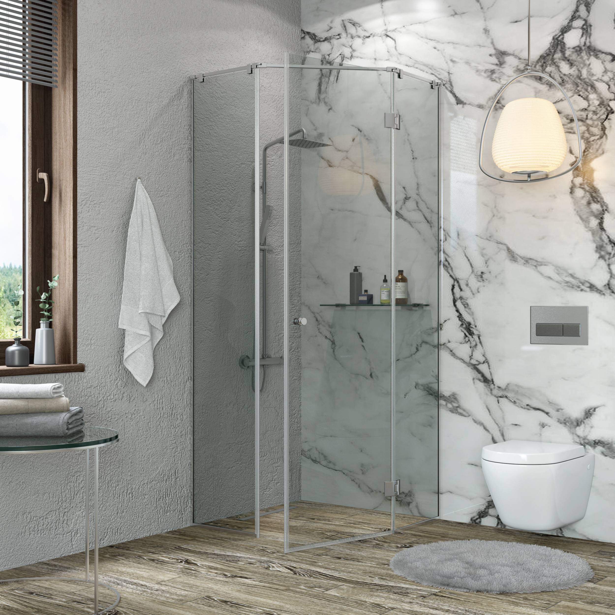 душевой уголок benetto silver ben-702 90x90 прозрачные стекла / профиль хром