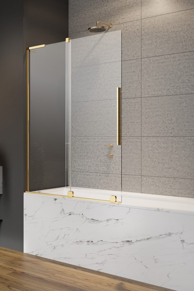 шторка на ванну radaway furo sl gold pnd ii l 120x150 стекла прозрачные, профиль золото