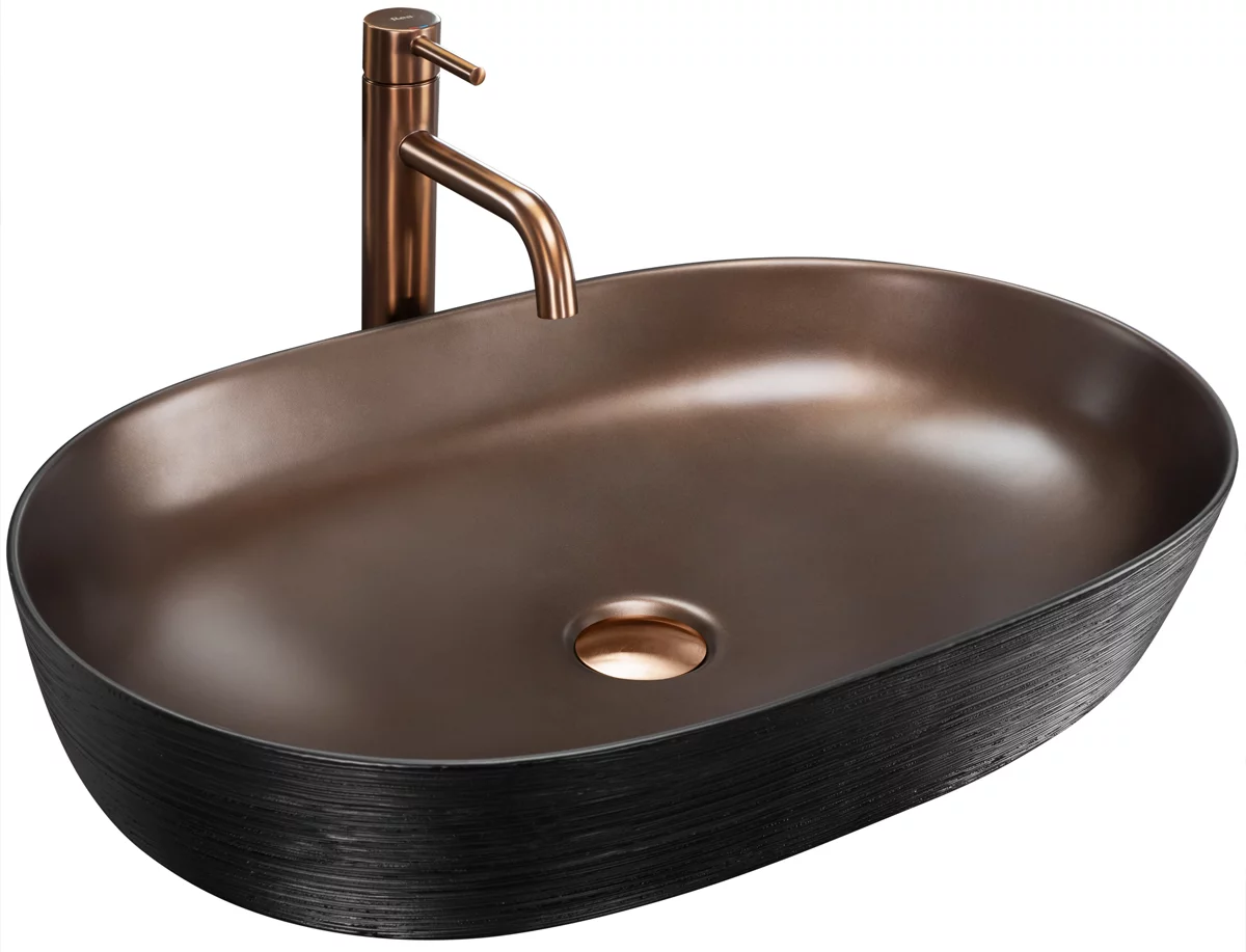 умывальник накладной rea cleo 61 copper brush black медь матовая