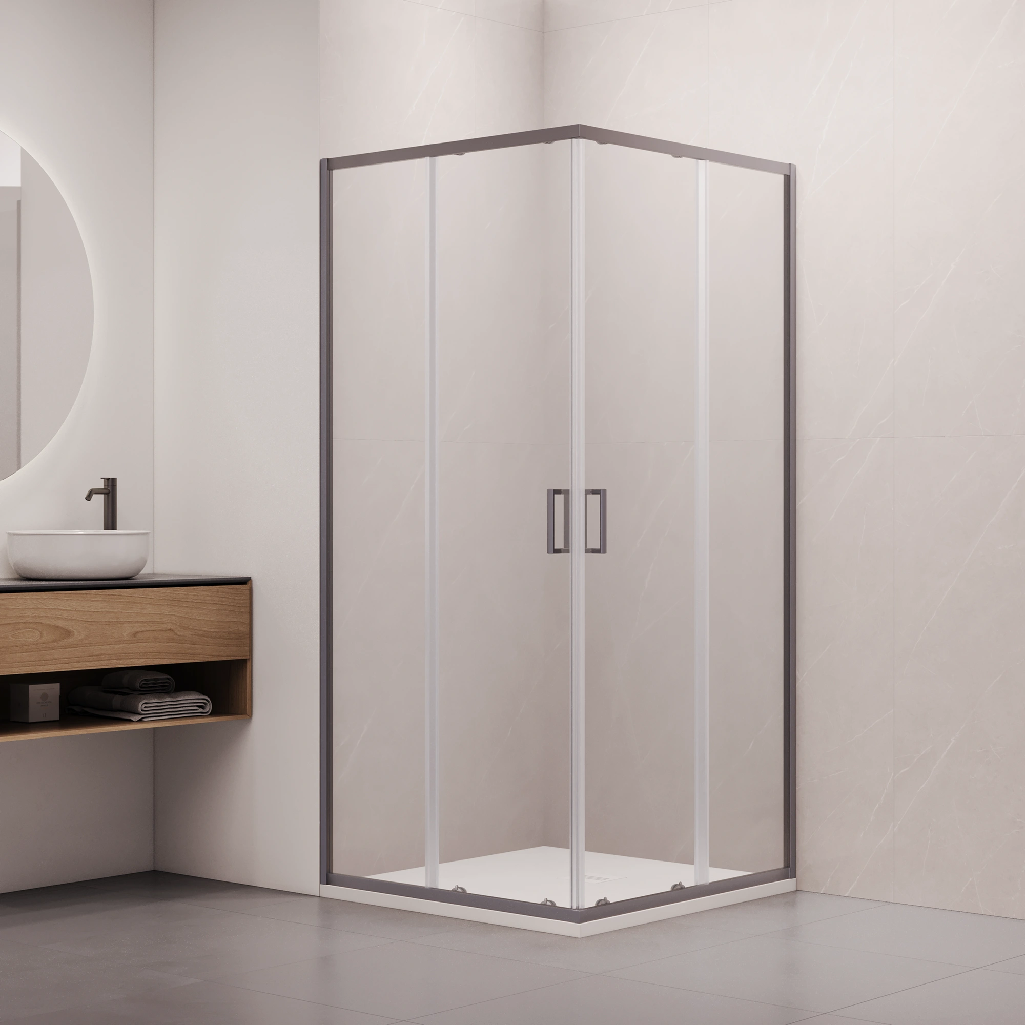 душевой уголок rgw classic cl-34-gr new 90x90 стекла прозрачные / профиль серый
