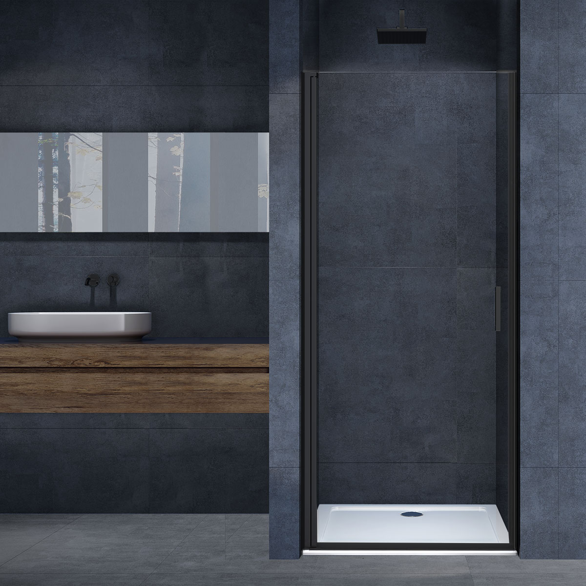 душевая дверь vincea alpha vdp-3al700clb 70x195 прозрачное стекло / профиль черный