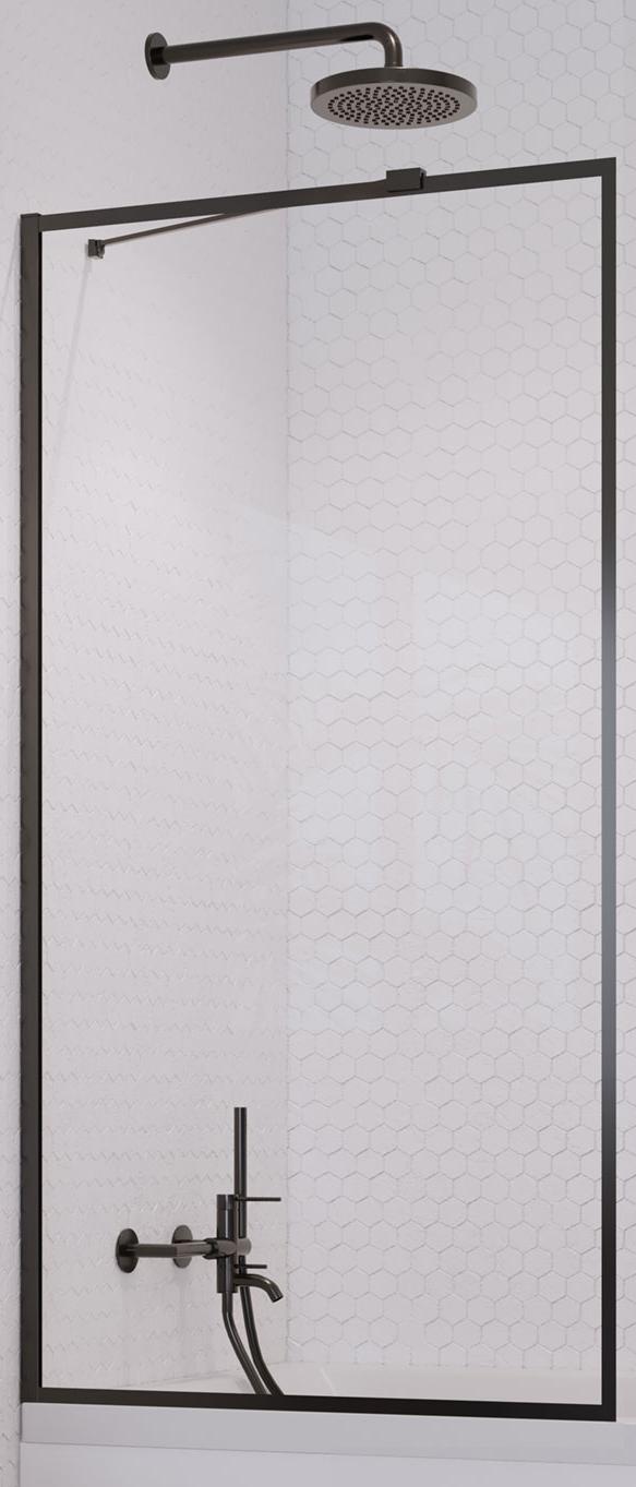 шторка на ванну radaway idea black pnj frame 80 (прозрачное)