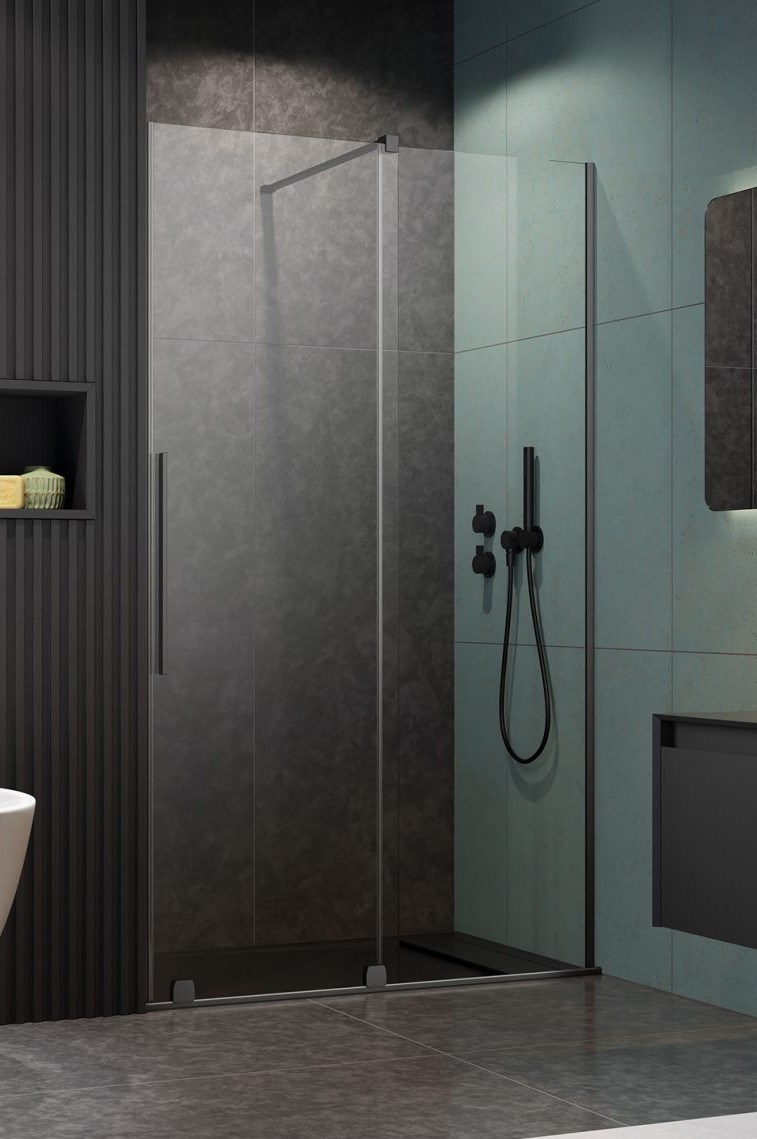 душевая дверь radaway furo brushed gunmetal dwj r 90x200 стекла прозрачные, профиль брашированная оружейная сталь
