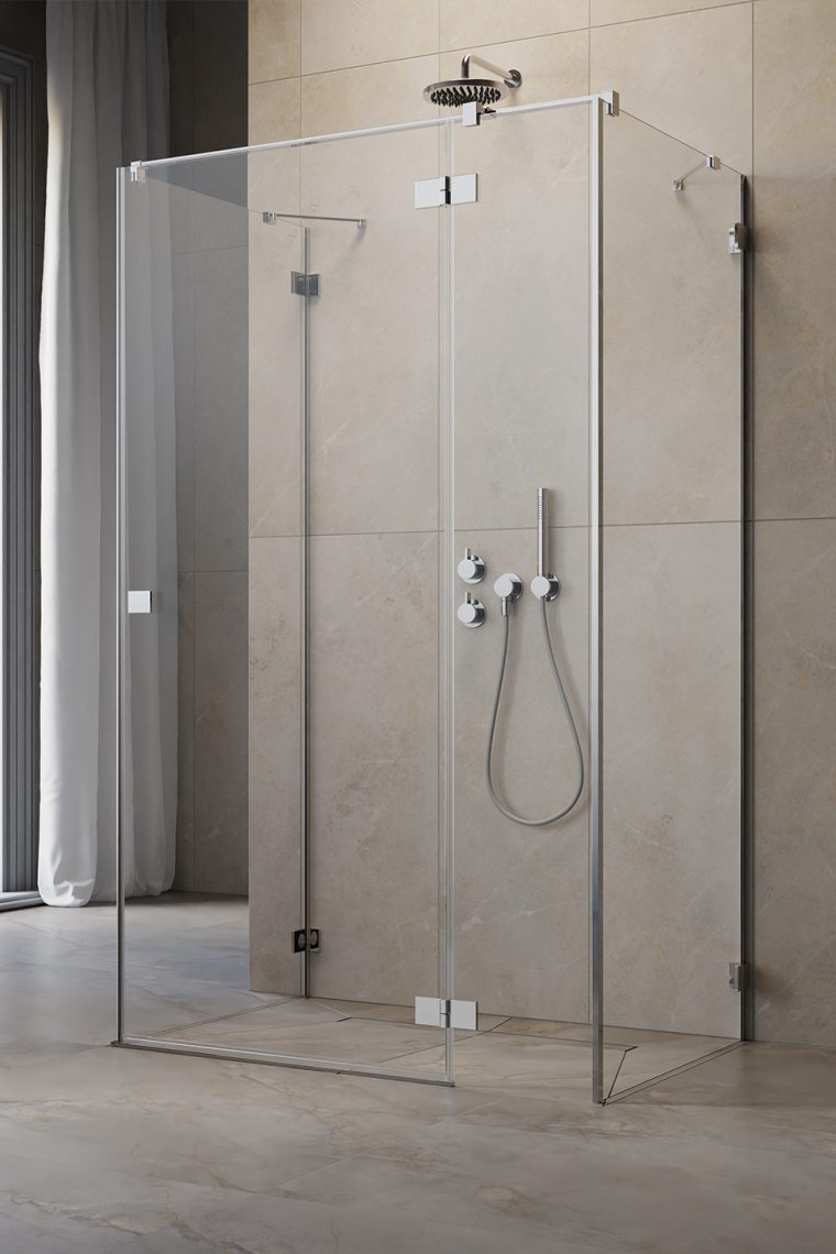 душевой уголок radaway essenza pro kdj+s 90x80 правый, стекла прозрачные, профиль хром
