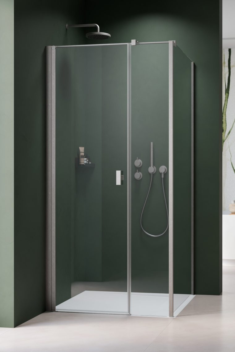 душевой уголок radaway nes brushed nickel kds i 140x100 левый, стекла прозрачные, профиль брашированный никель