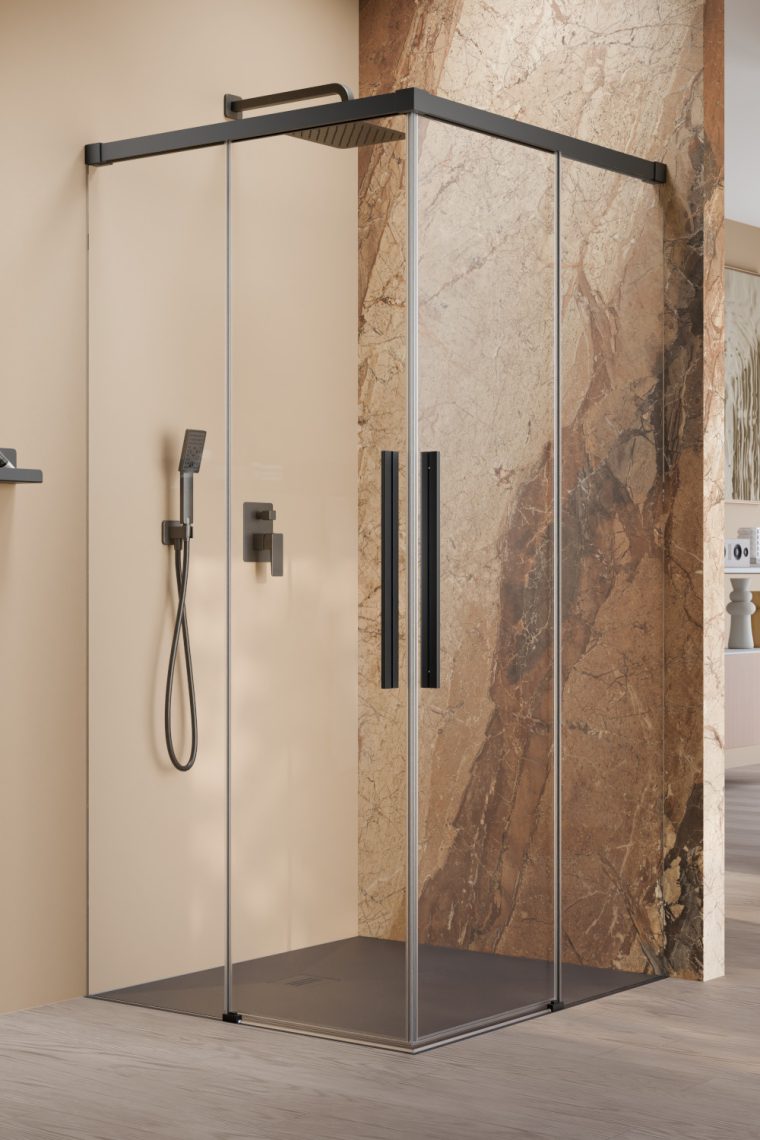 душевой уголок radaway idea 8 ql black kdd 90x110 стекла прозрачные, профиль черный