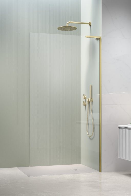 душевой уголок radaway modo sl brushed light gold ii 55x200 правый, стекла прозрачные, профиль брашированное светлое золото