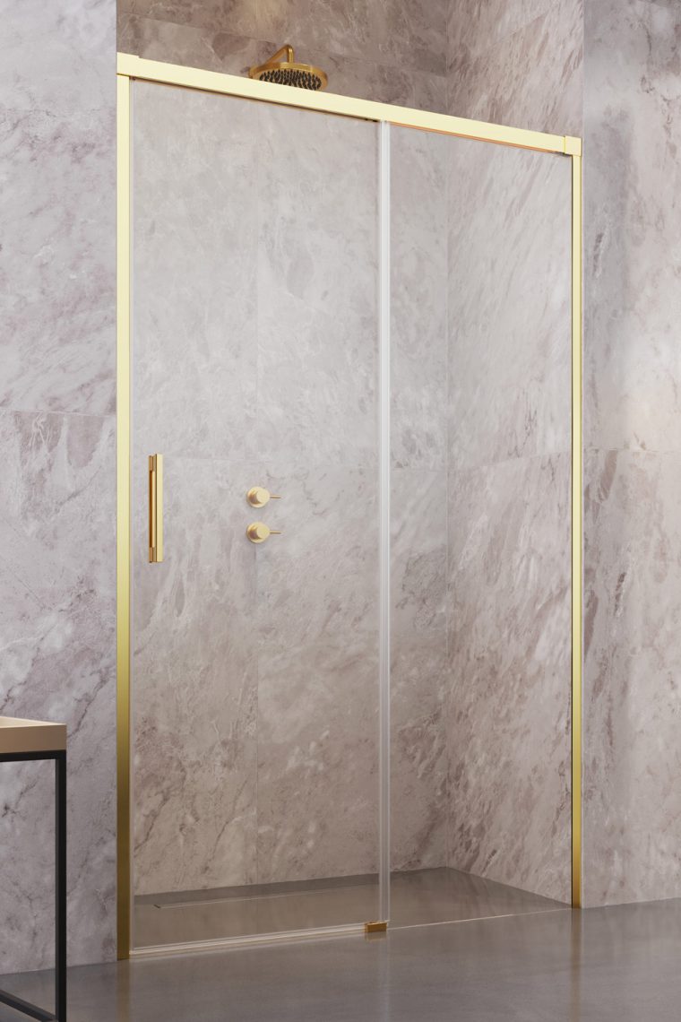 душевая дверь radaway idea gold dwj 150 right 150x200,5 стекла прозрачные, профиль золото