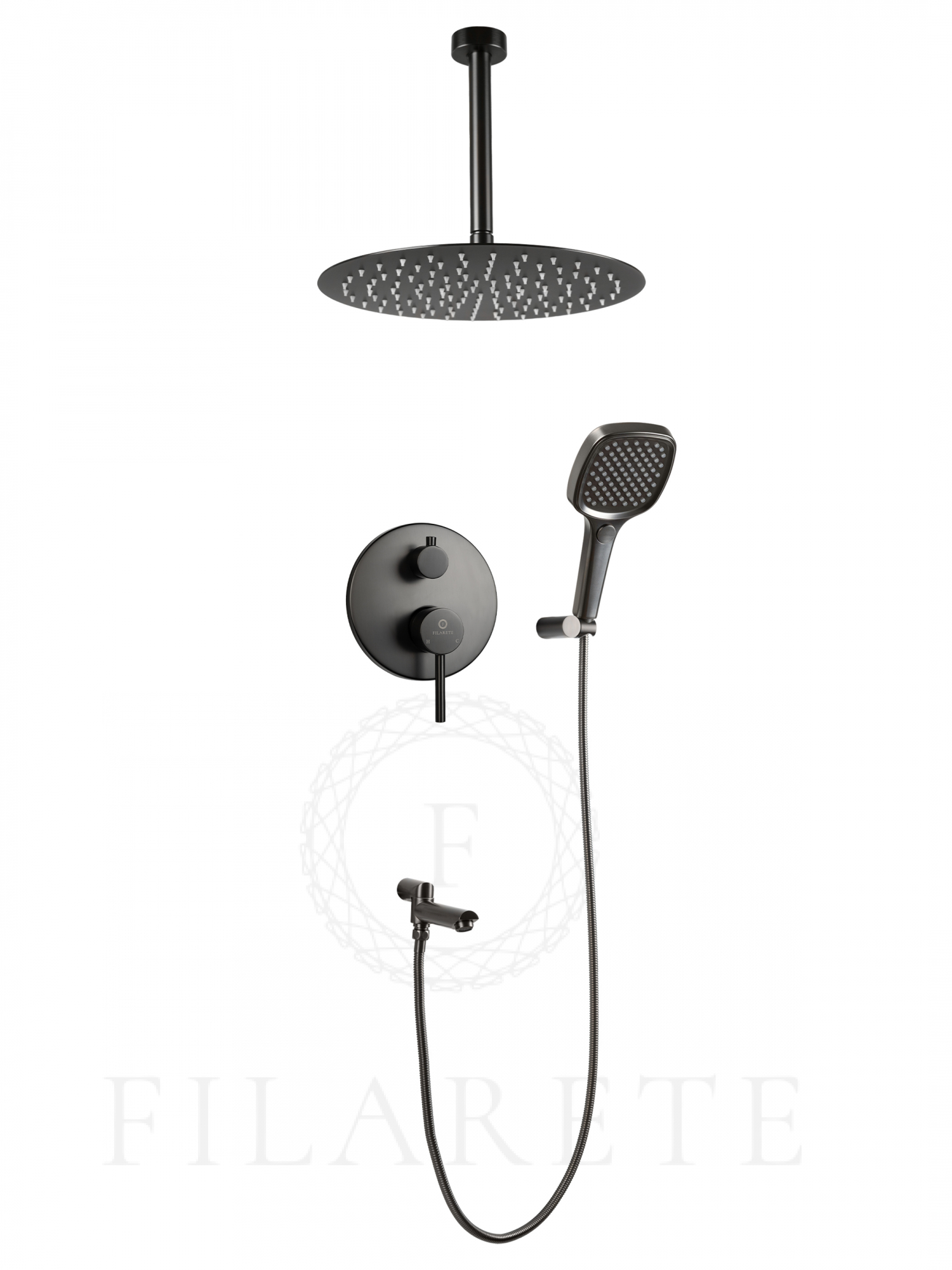 душевая система скрытого монтажа filarete roun fl1027bg оружейная сталь