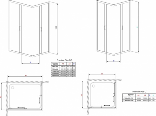 Душевой уголок Radaway Premium Plus C 90x90x170 прозрачное/хром фото 6 душевой уголок radaway premium plus c 90x90x170 прозрачное/хром фото 6