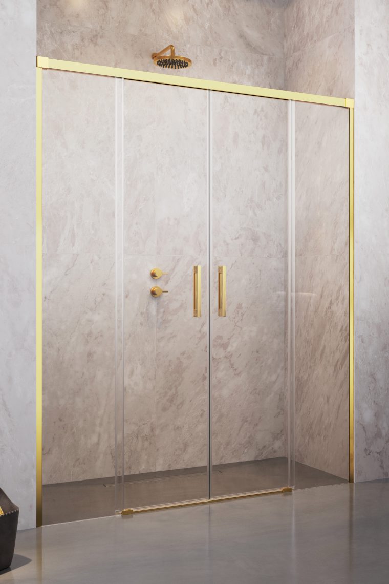 душевая дверь radaway idea gold dwd 170 170x200,5 стекла прозрачные, профиль золото