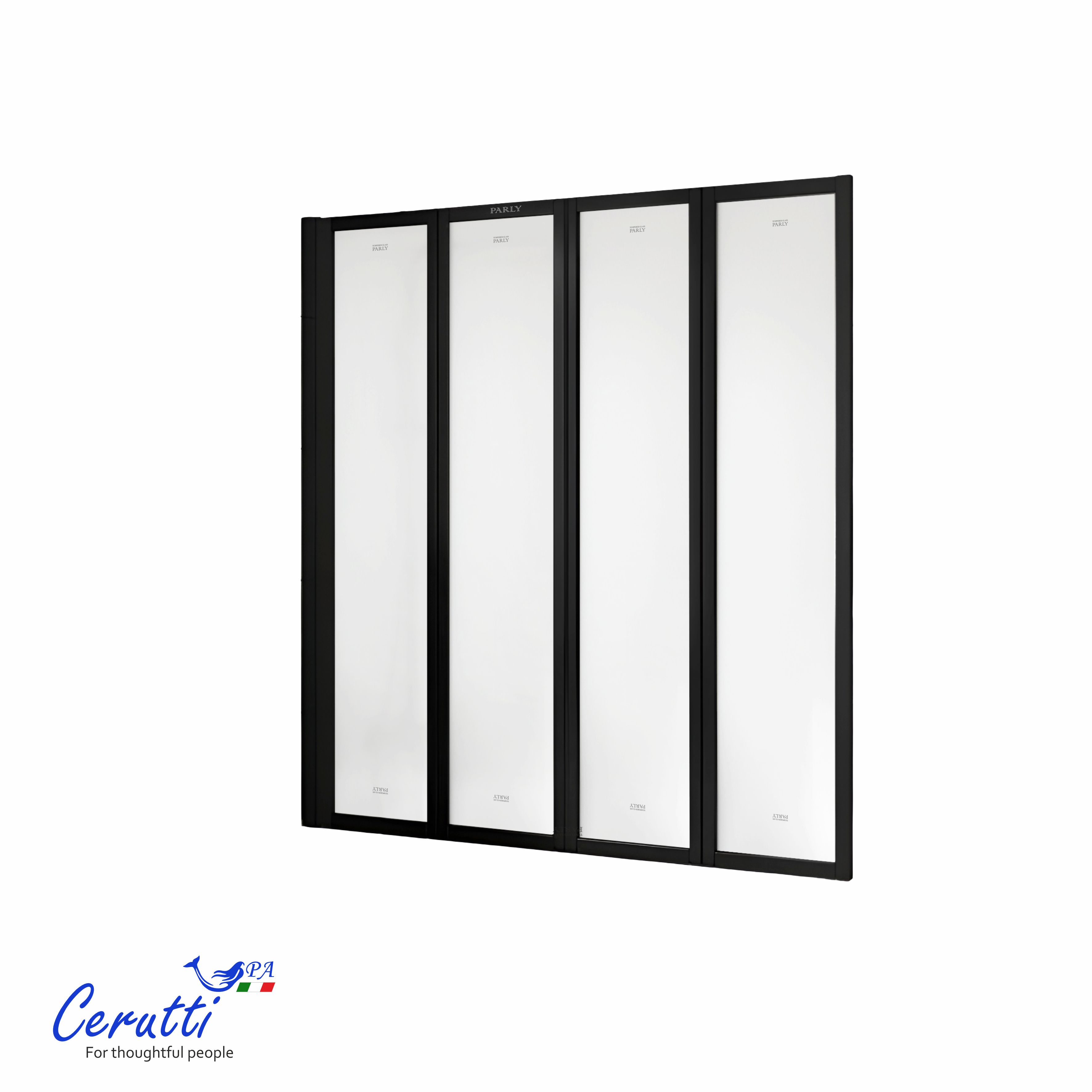 шторка на ванну ceruttispa bouna-bf 131x139 стекла матовые, профиль черный