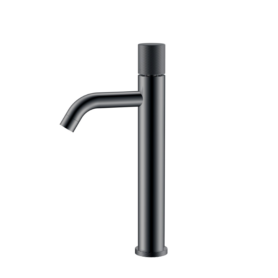 смеситель для умывальника boheme stick spirale shine gun metal графит глянцевый