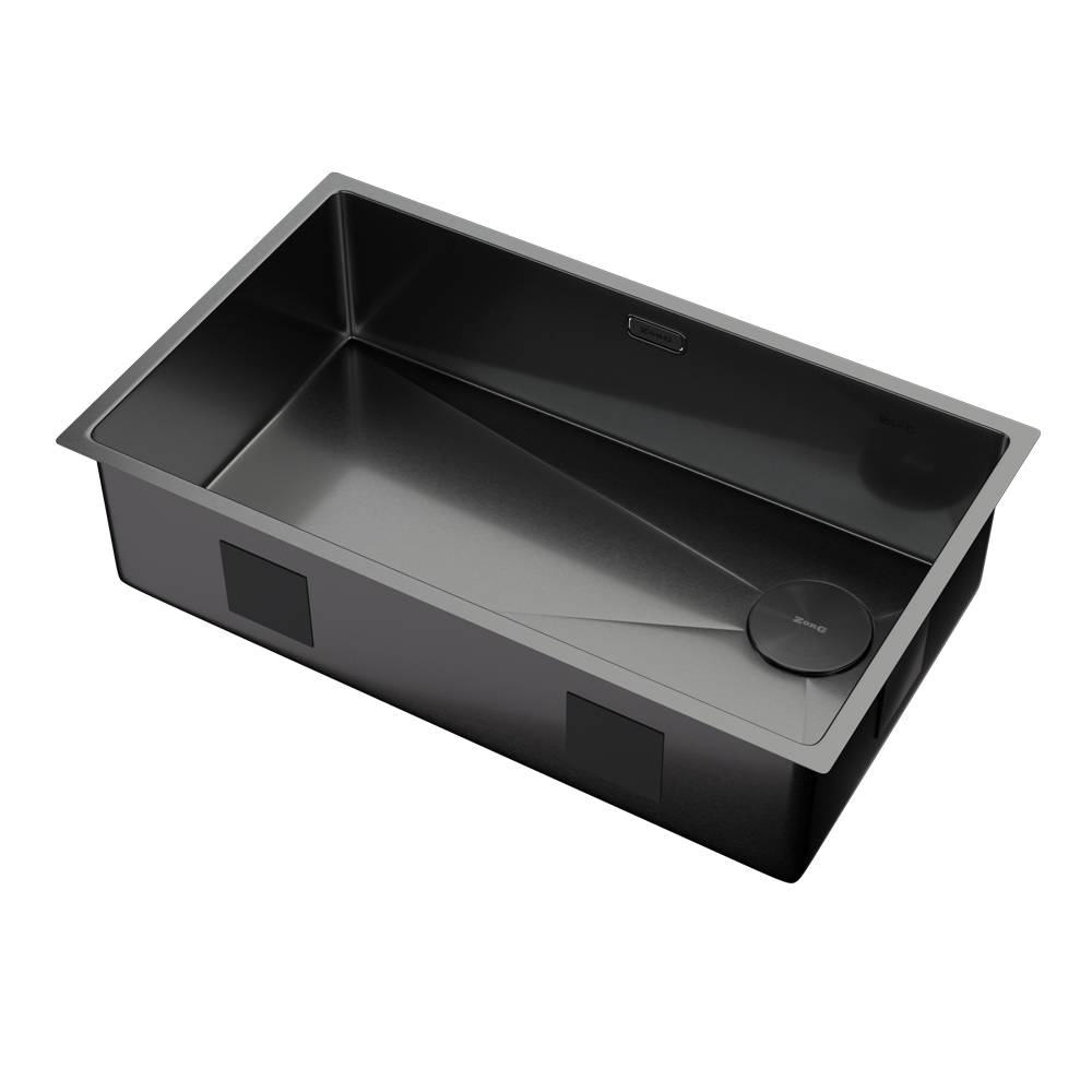 кухонная мойка zorg zerox 74 u / if side sf pvd gunblack 74x44 матовая оружейная сталь