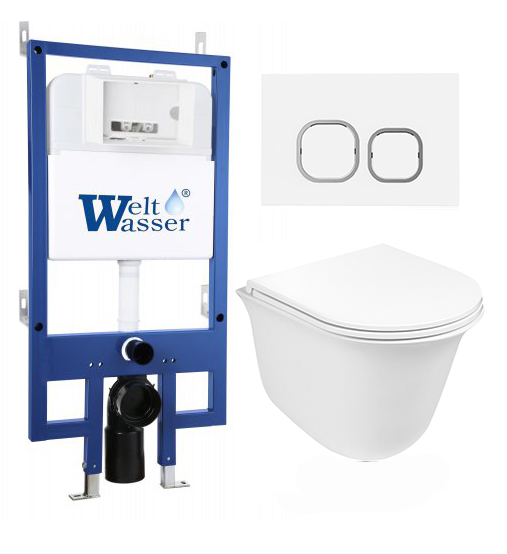 комплект инсталляции welt wasser bamberg 545 с клавишей смыва bamberg wt и подвесным унитазом telbach 004 gl-wt