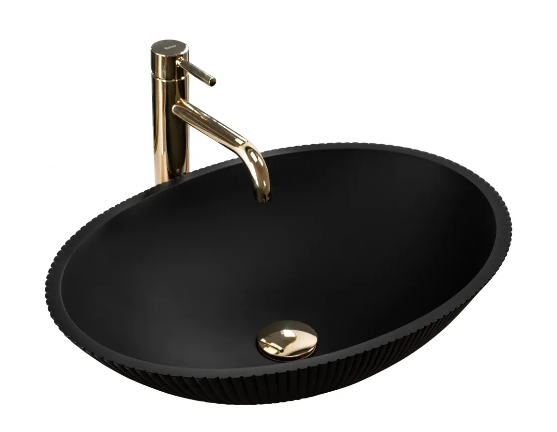 умывальник rea della black matt 51,5x37,5 черный матовый