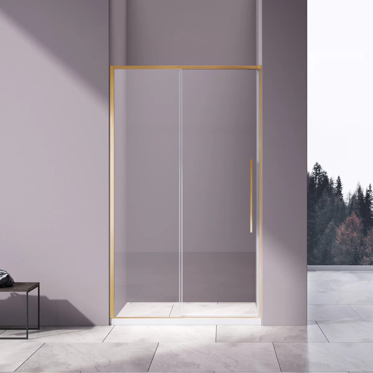 душевая дверь vincea slim-n vds-4sn120clg 120x195 стекла прозрачные, профиль матовое золото