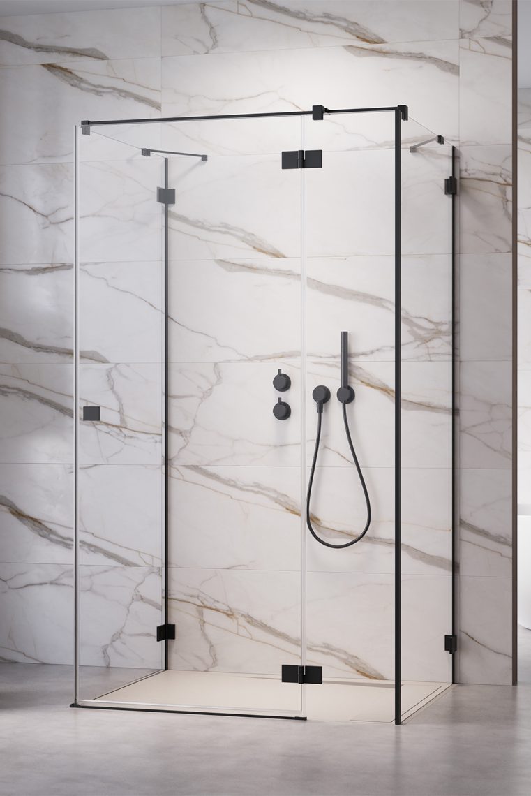 душевой уголок radaway essenza pro black kdj+s 80x100 правый, стекла прозрачные, профиль черный