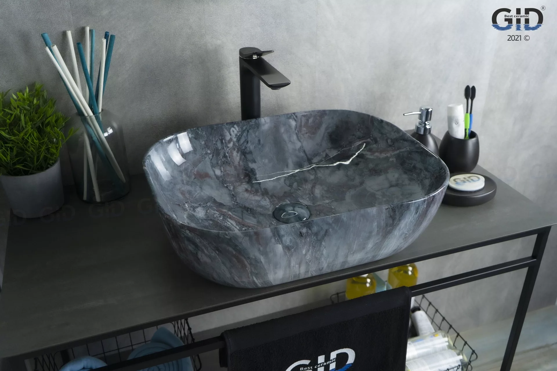умывальник накладной gid k397g124 50x40 под камень глянцевый