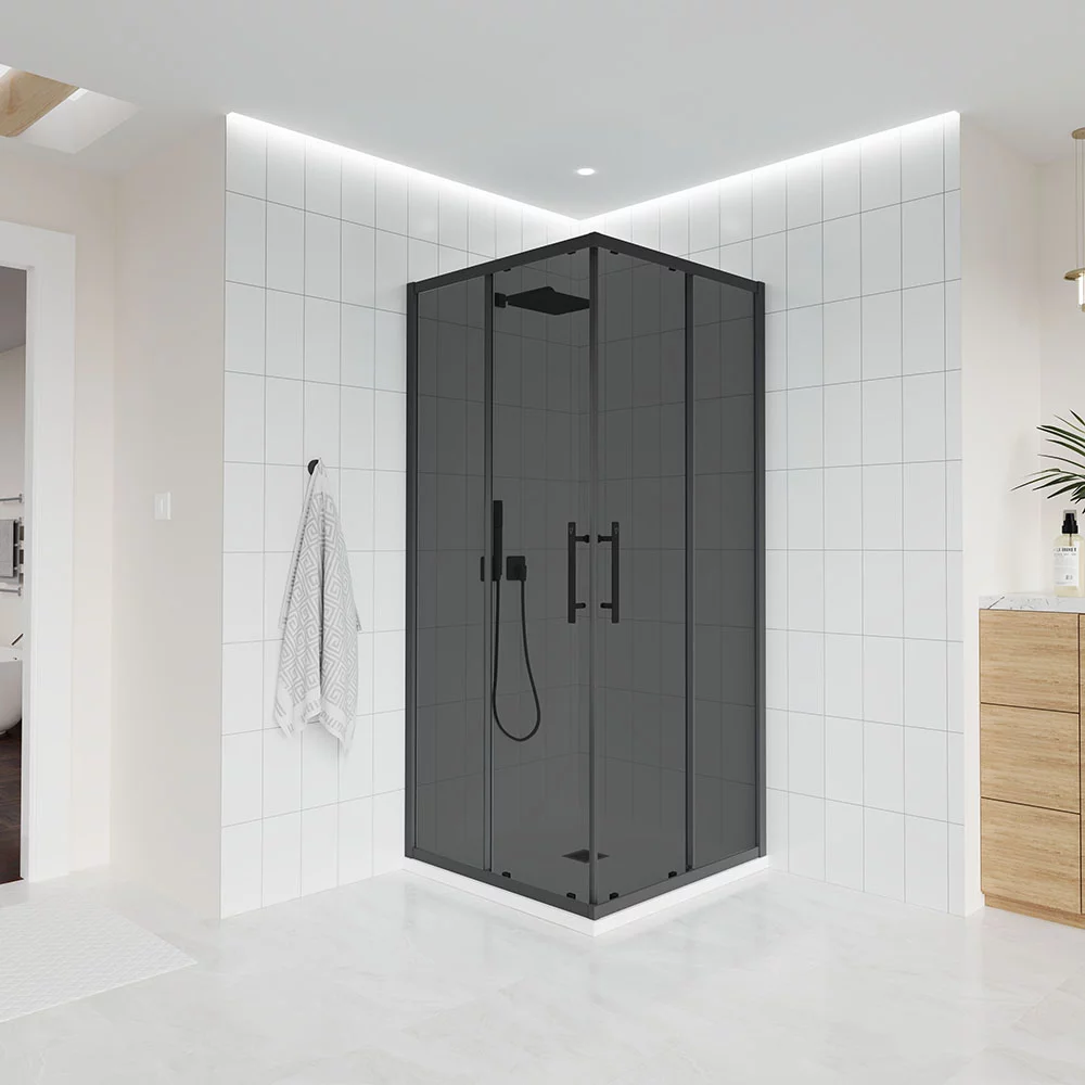 душевой уголок veconi evo 300 gr 100x80 тонированные стекла / профиль брашированный графит