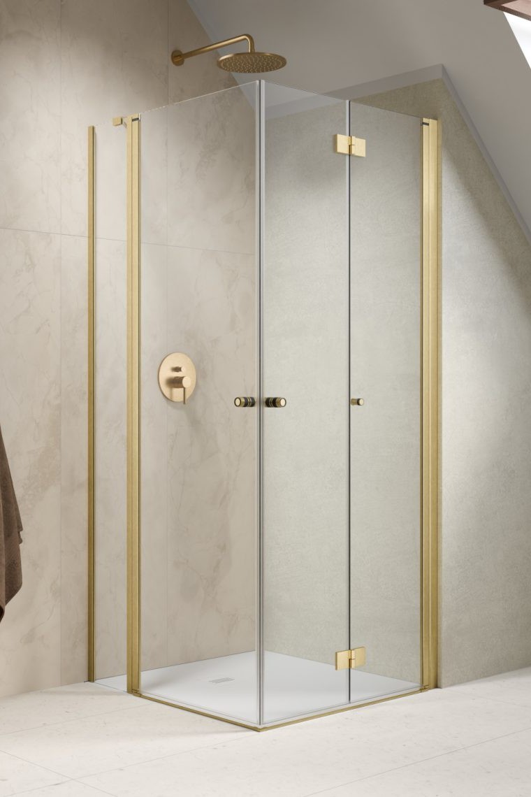 душевой уголок radaway nes 6 brushed gold kdd b / kdd ii 80x100 правый, стекла прозрачные, профиль брашированное золото