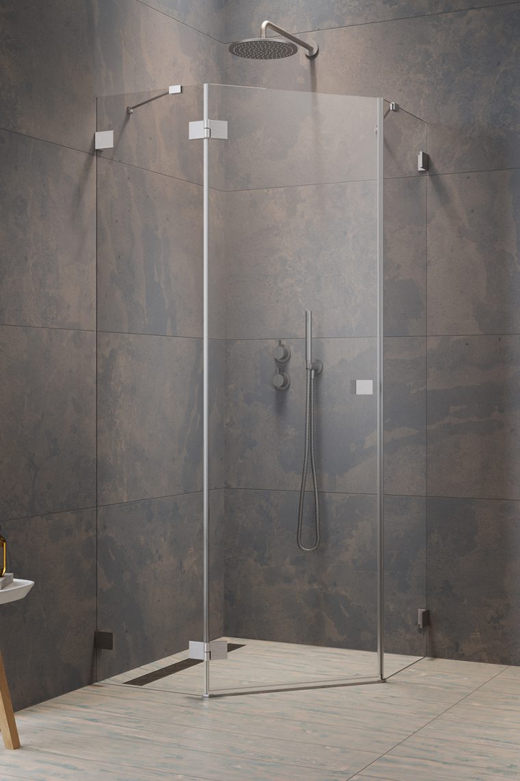 душевой уголок radaway essenza pro 8 brushed nickel ptj 80x90 левый, стекла прозрачные, профиль брашированный никель