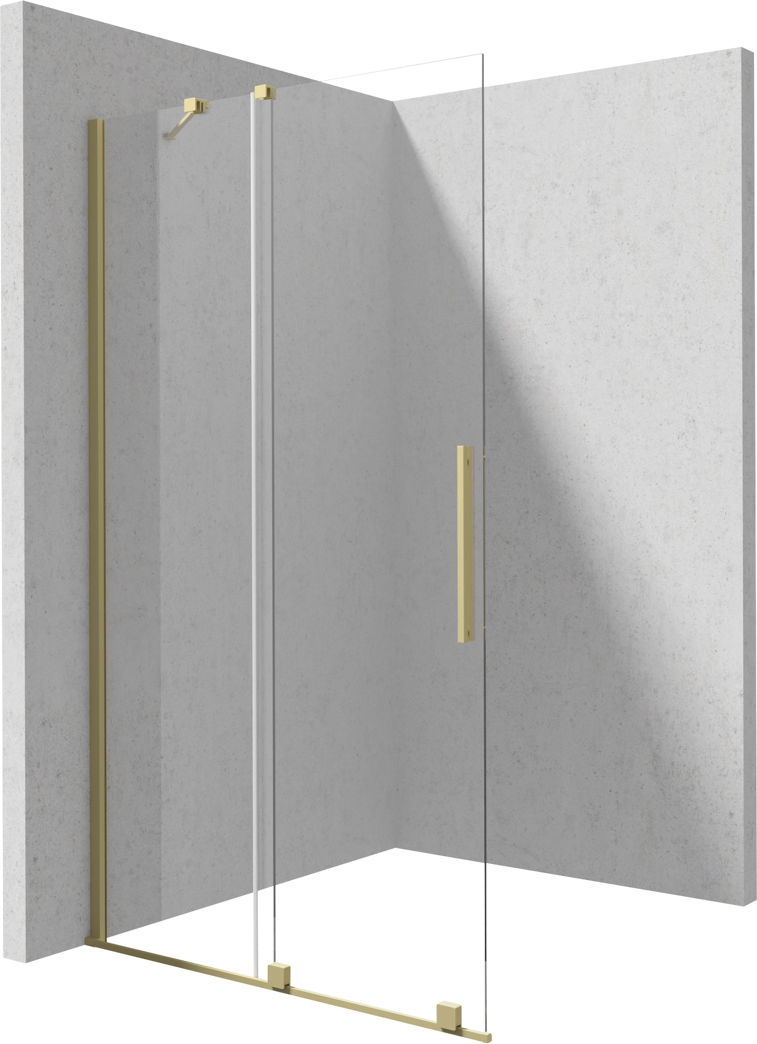 душевой уголок deante prizma walk-in ktj_r30r 100x195 прозрачное стекло / профиль брашированное золото