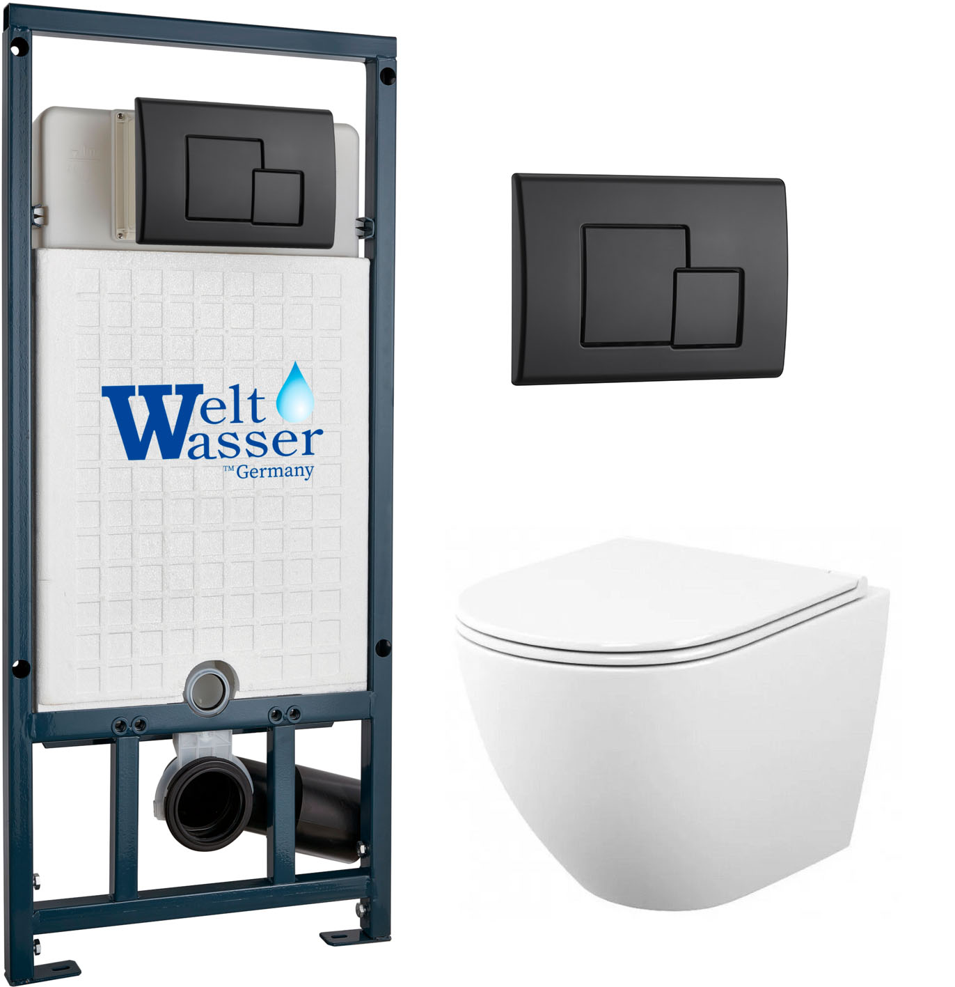 комплект инсталляции welt-wasser marberg 507 se с клавишей смыва bl и унитазом grossman gr-4455sq
